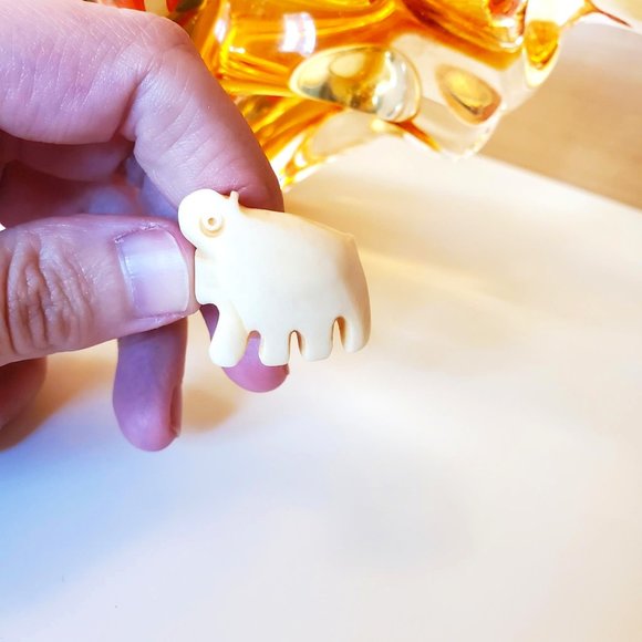 Hand Crafted Jewelry - Hand Carved Natural Bone Cream Animal Etched Ring